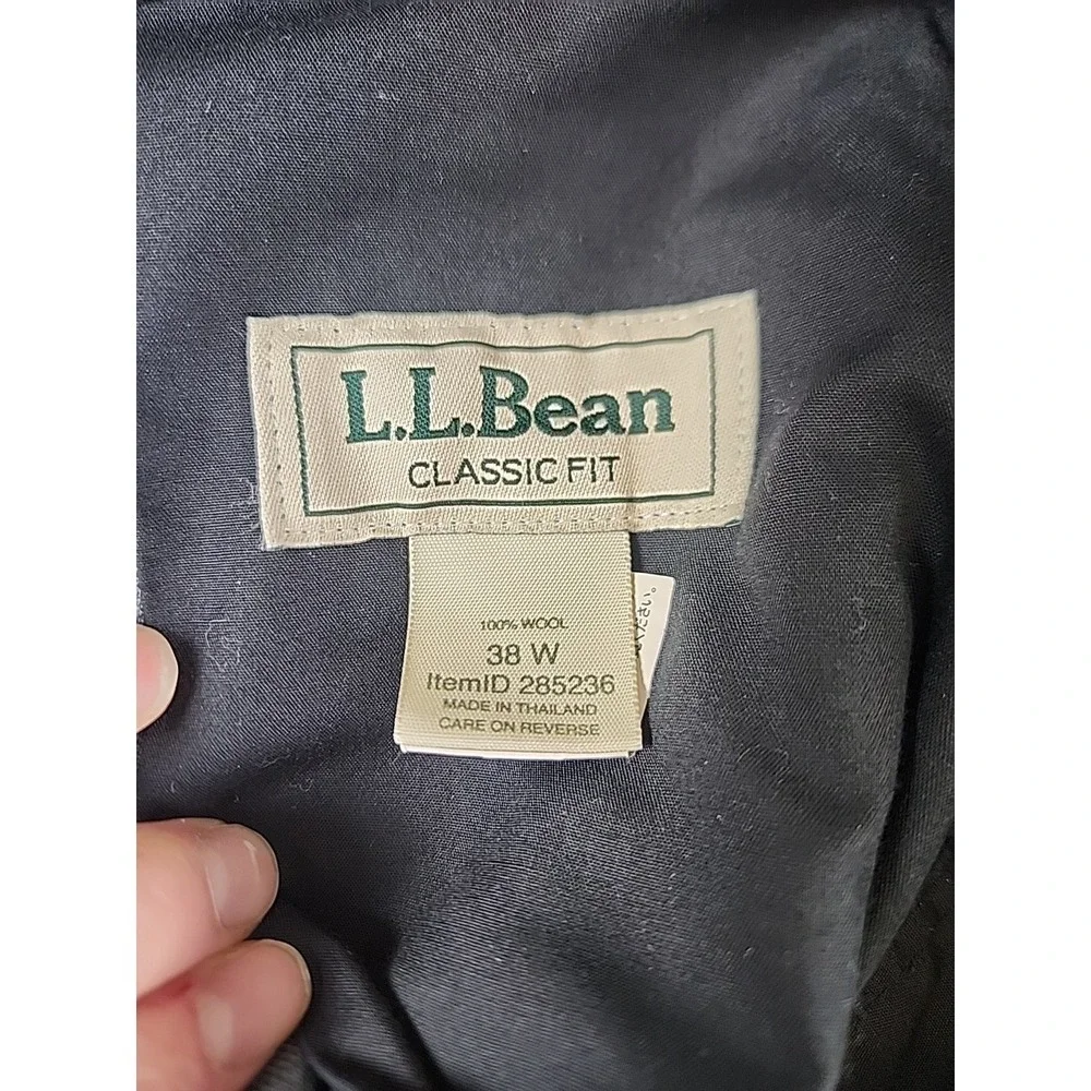 L.L. BEAN MEN'S GRAY 100% WOOL DRESS PANTS-38W BARELY WORN-LIGHTWEIGHT